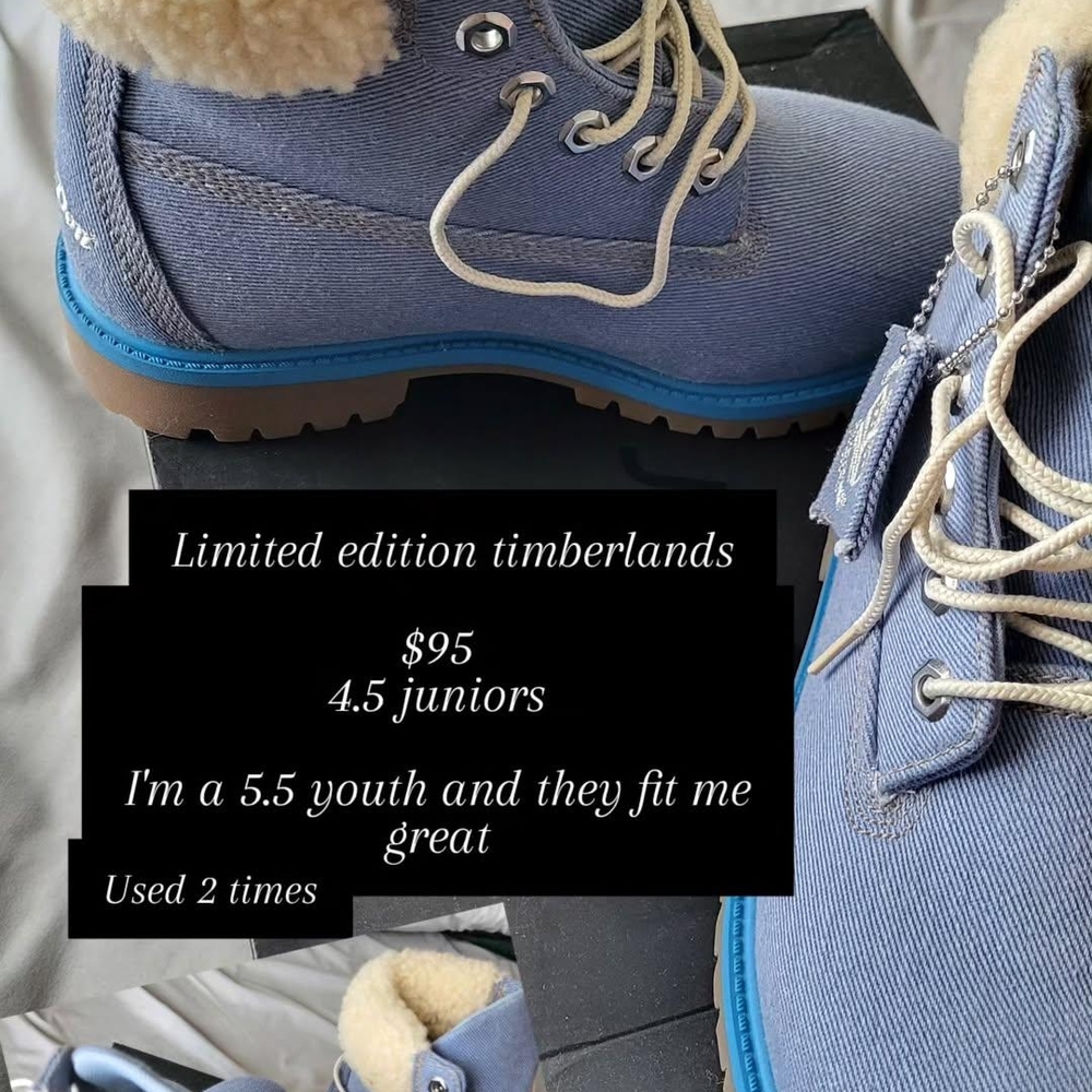 Timberland Kids Light Blue Boots with Shearling